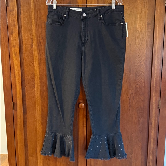 Anthropologie Pilcro Embellished High-Rise Slim Fit Flounced Jeans - Picture 2 of 8